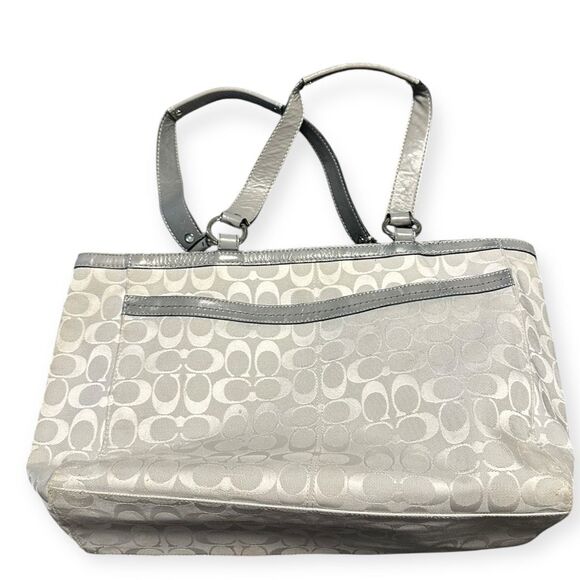 COACH Women’s Silver Monogram Penelope Shopper Tote - Picture 2 of 7